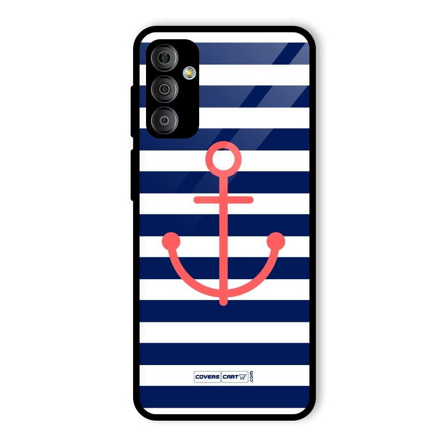 Anchor Stripes Glass Back Case for Galaxy F23