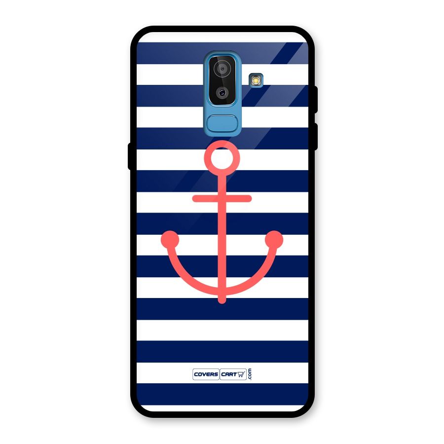 Anchor Stripes Glass Back Case for Galaxy J8