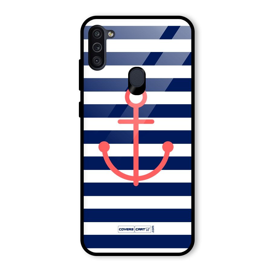 Anchor Stripes Glass Back Case for Galaxy M11