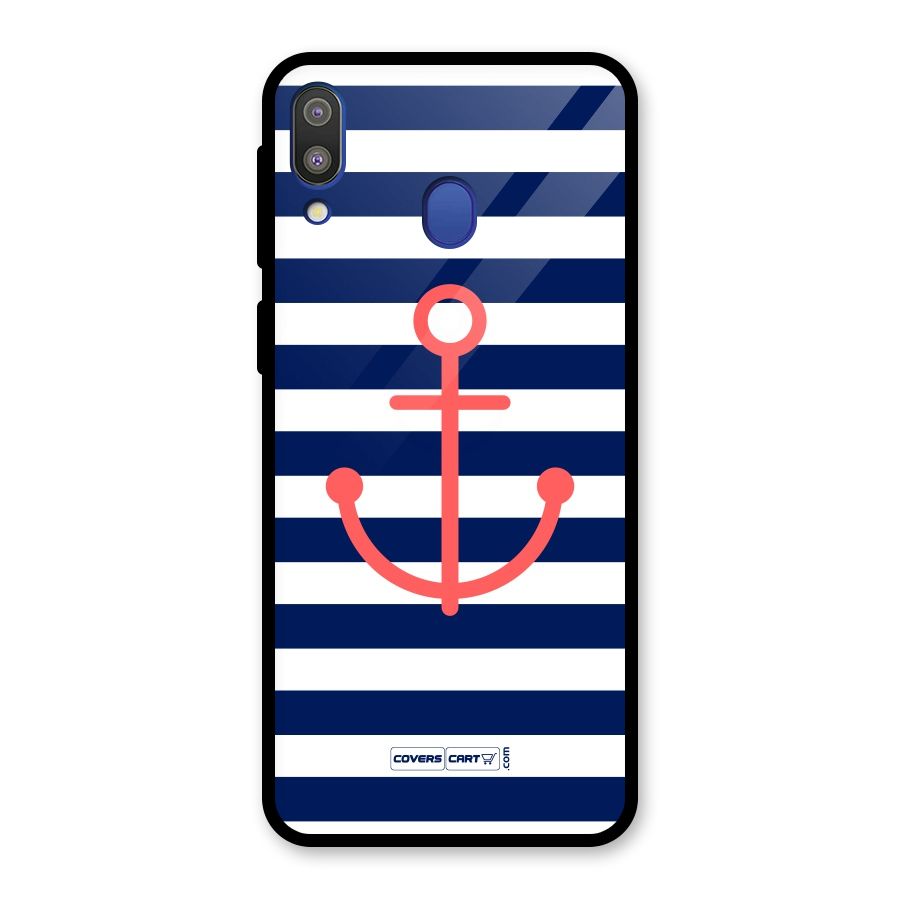 Anchor Stripes Glass Back Case for Galaxy M20