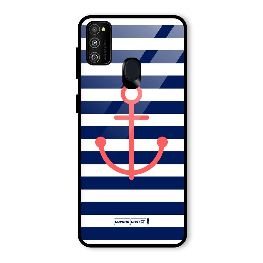 Anchor Stripes Glass Back Case for Galaxy M30s