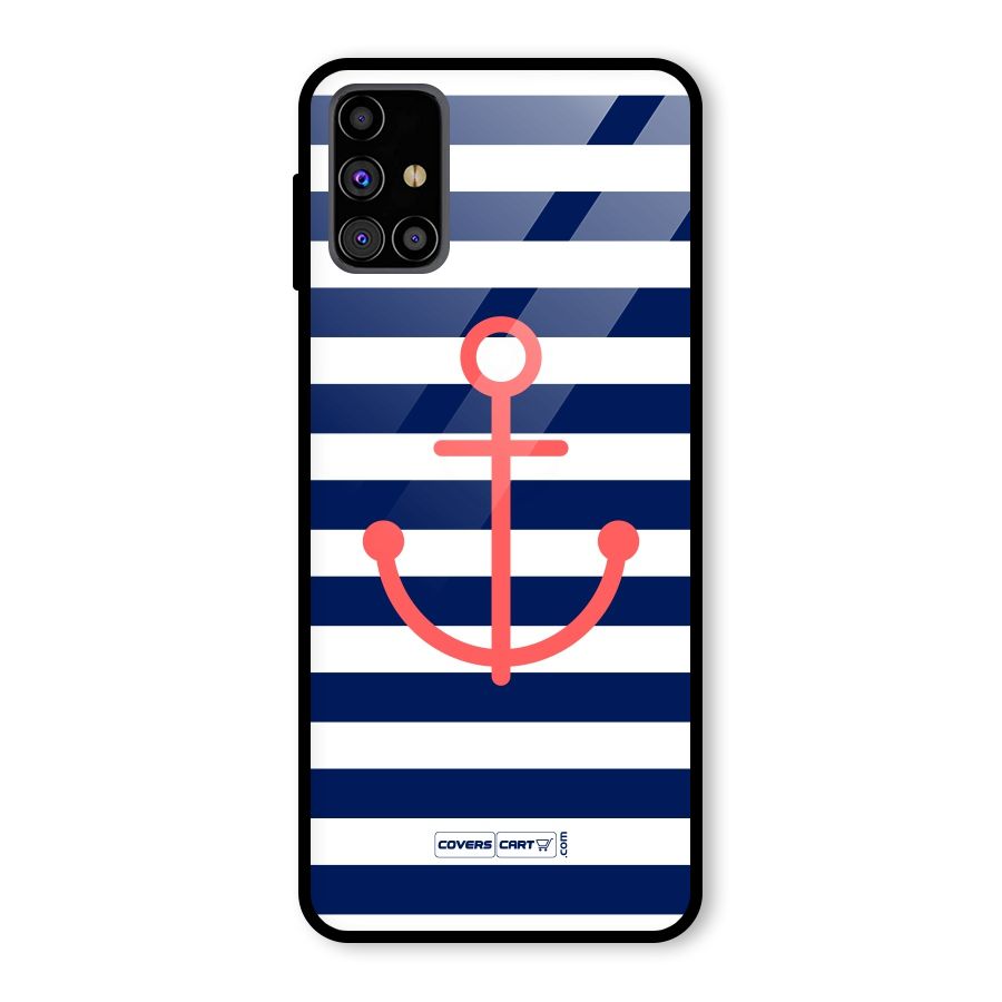 Anchor Stripes Glass Back Case for Galaxy M31s