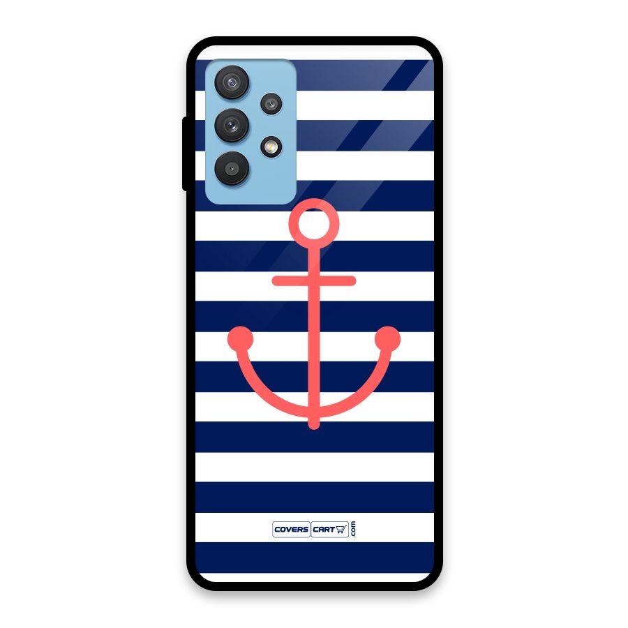 Anchor Stripes Glass Back Case for Galaxy M32 5G