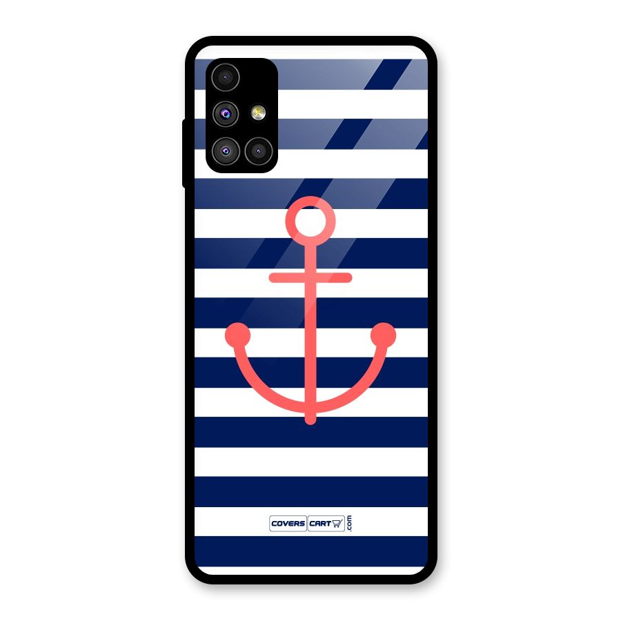 Anchor Stripes Glass Back Case for Galaxy M51