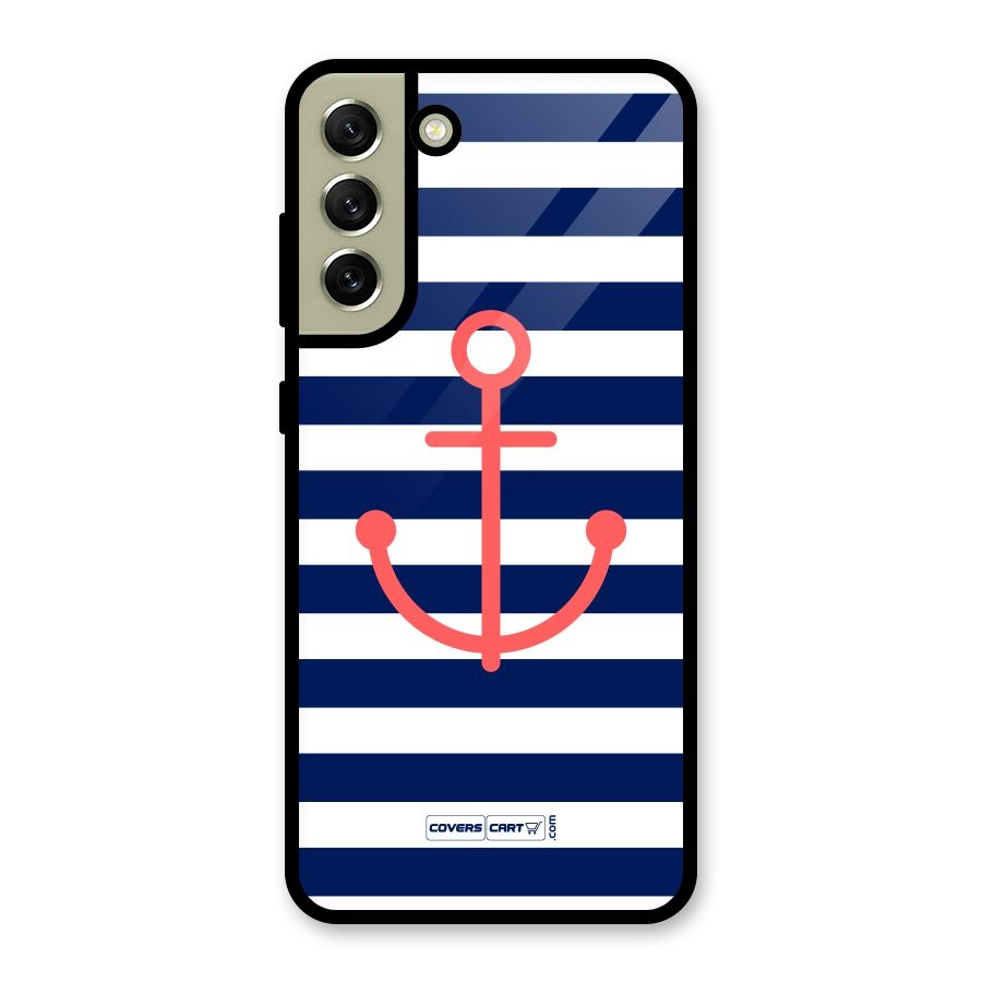 Anchor Stripes Glass Back Case for Galaxy S21 FE 5G