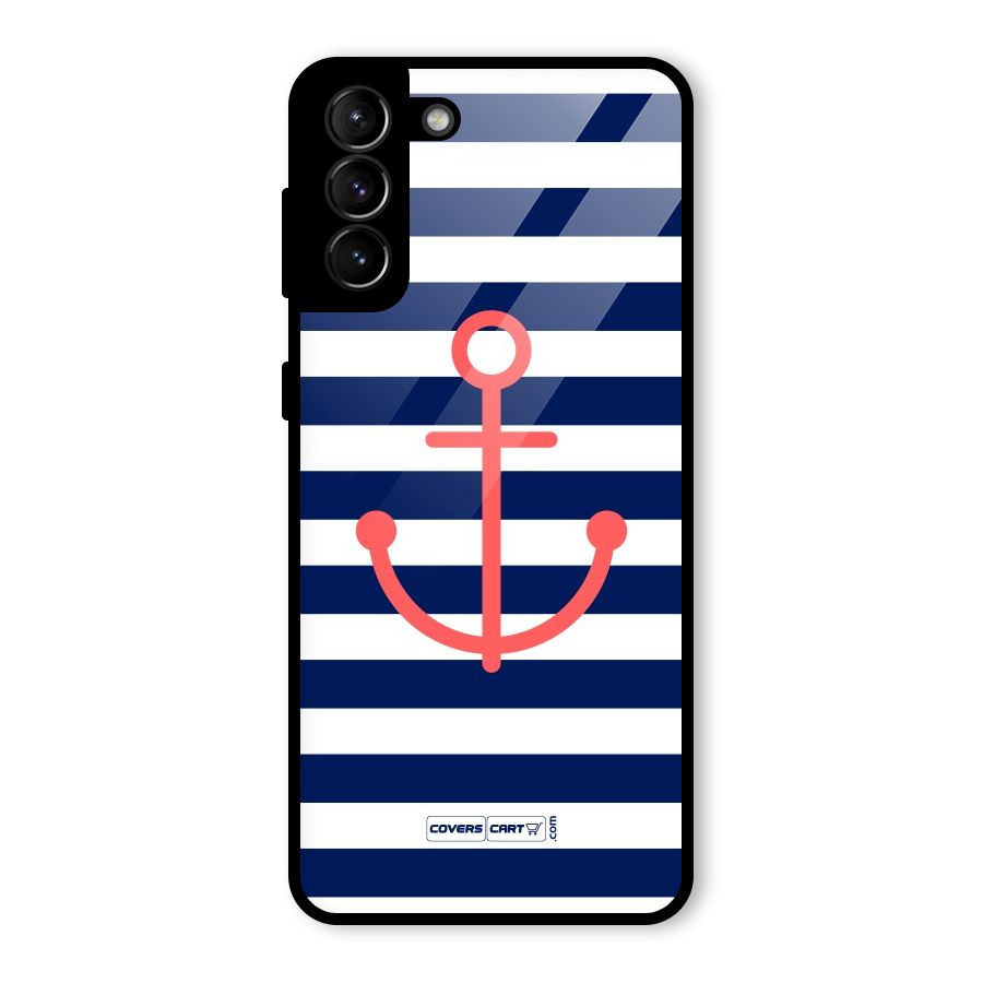 Anchor Stripes Glass Back Case for Galaxy S21 Plus