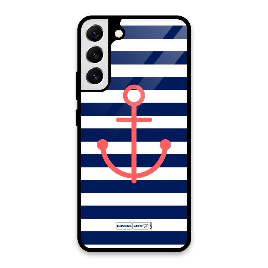 Anchor Stripes Glass Back Case for Galaxy S22 Plus 5G