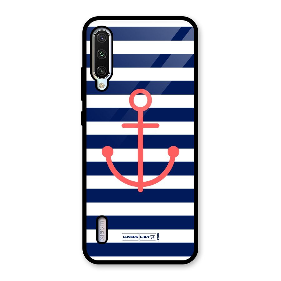 Anchor Stripes Glass Back Case for Mi A3