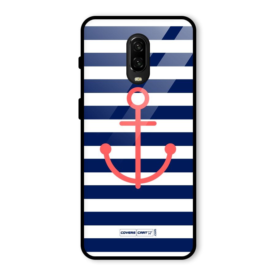 Anchor Stripes Glass Back Case for OnePlus 6T