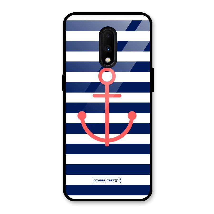Anchor Stripes Glass Back Case for OnePlus 7