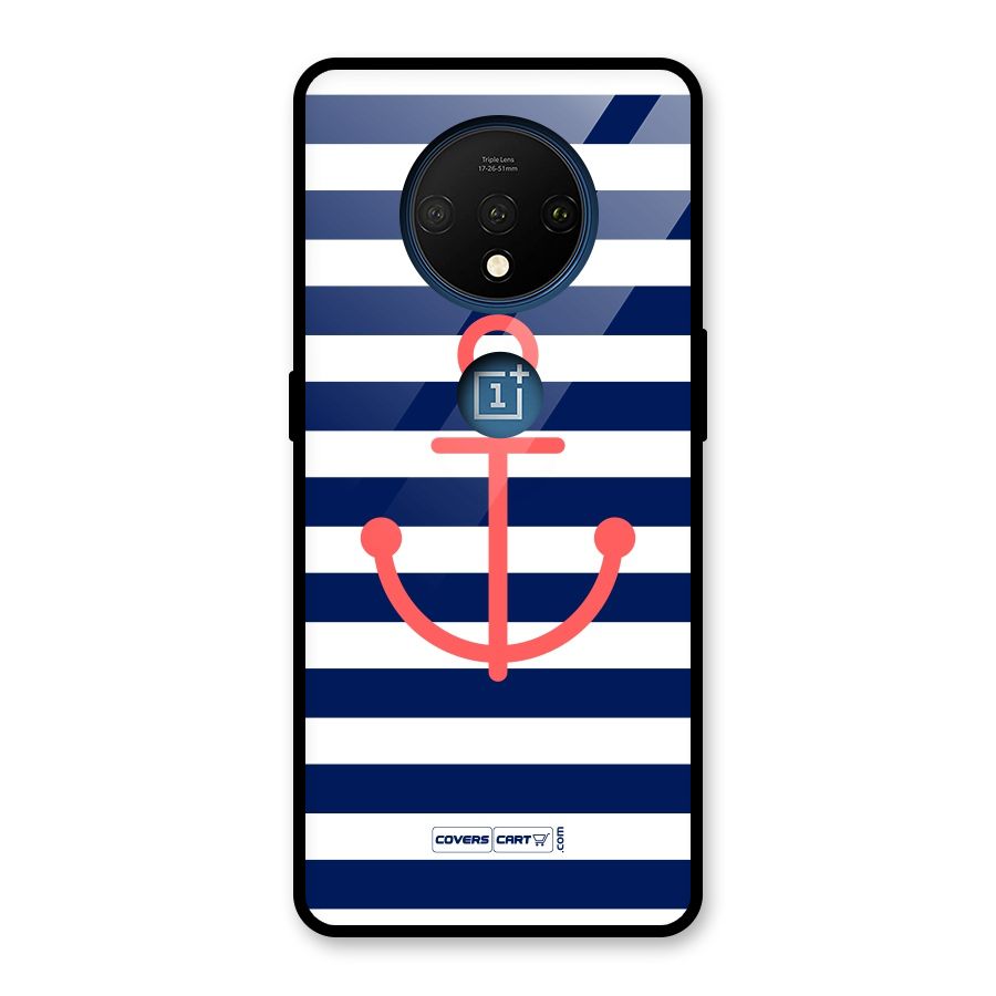 Anchor Stripes Glass Back Case for OnePlus 7T