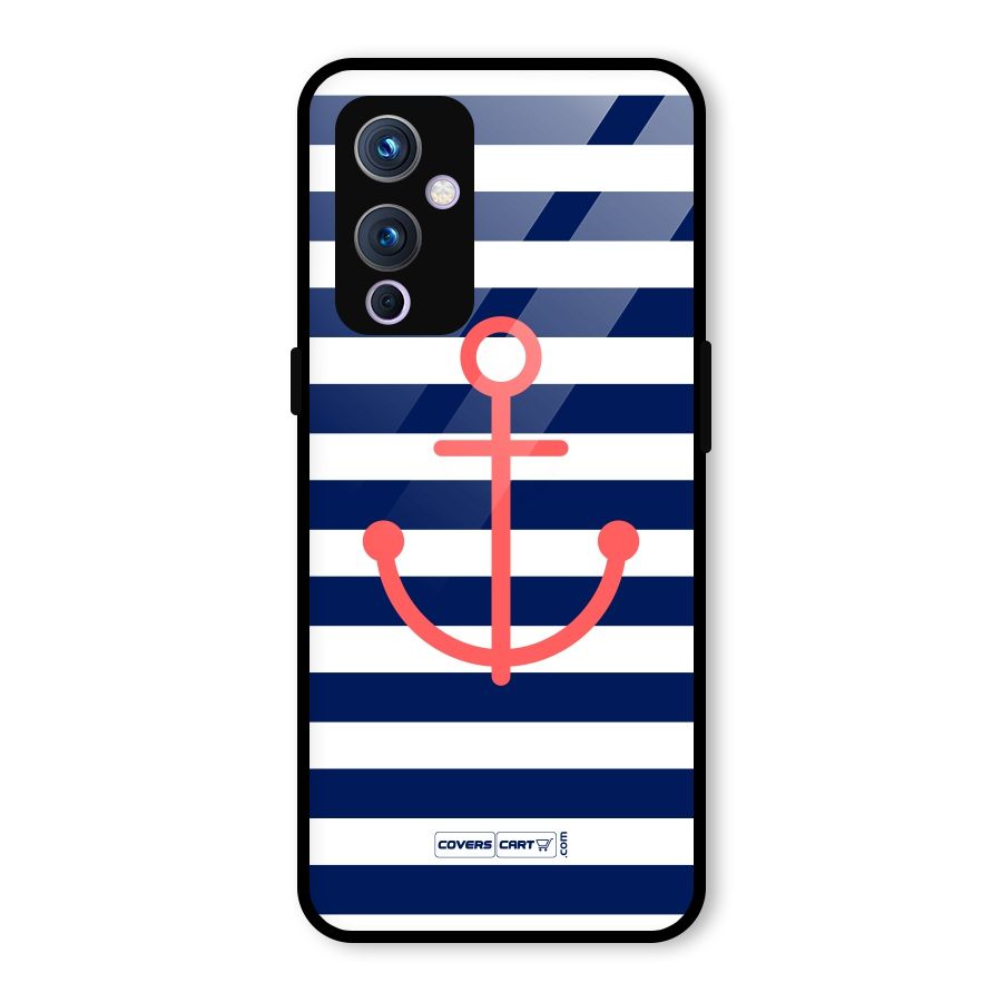 Anchor Stripes Glass Back Case for OnePlus 9
