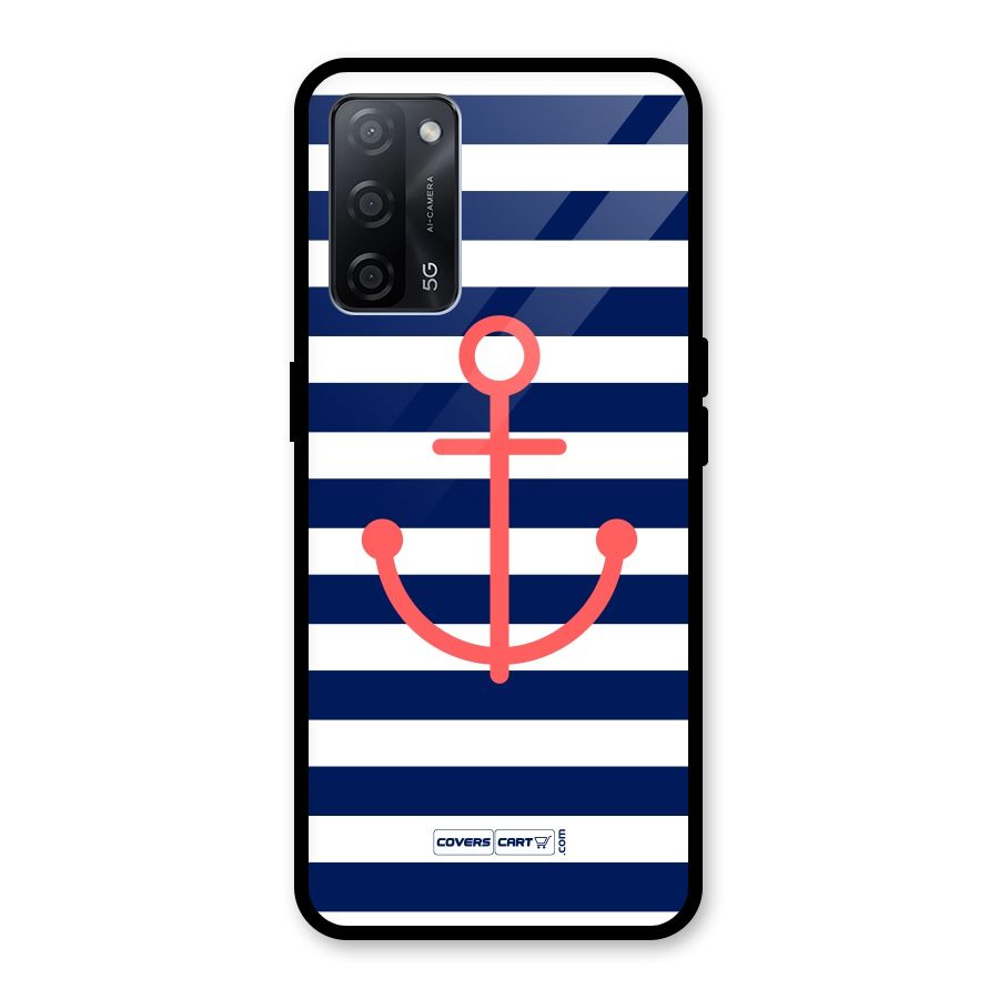 Anchor Stripes Glass Back Case for Oppo A53s 5G