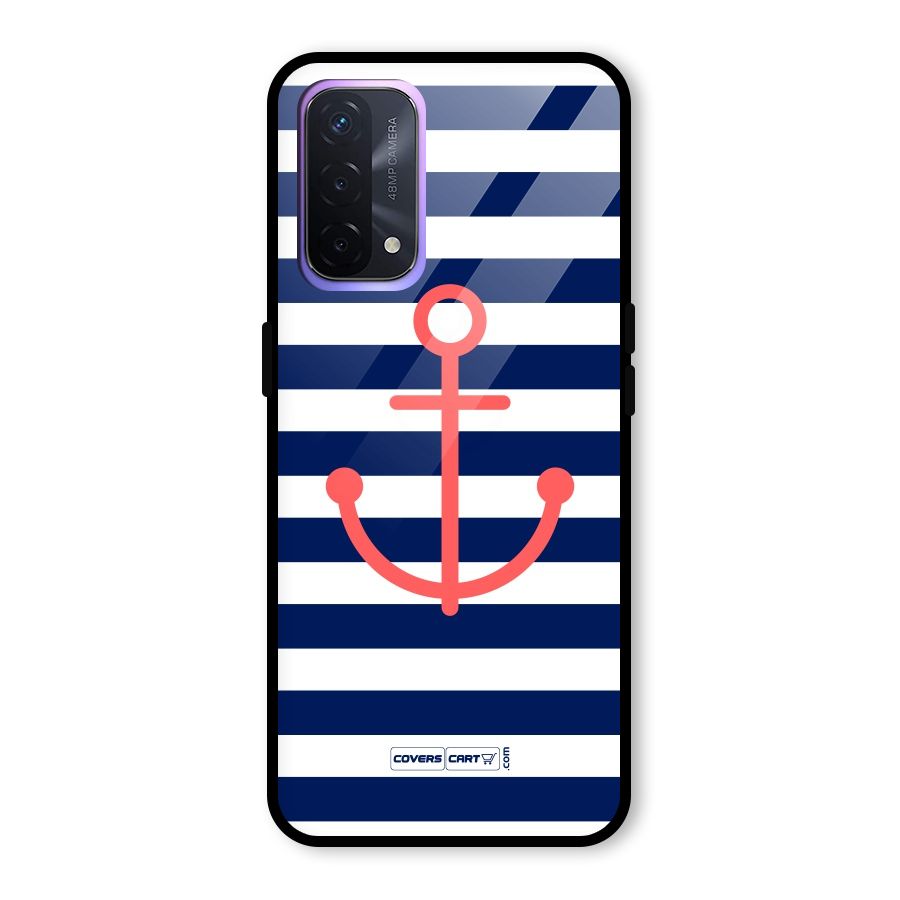Anchor Stripes Glass Back Case for Oppo A74 5G