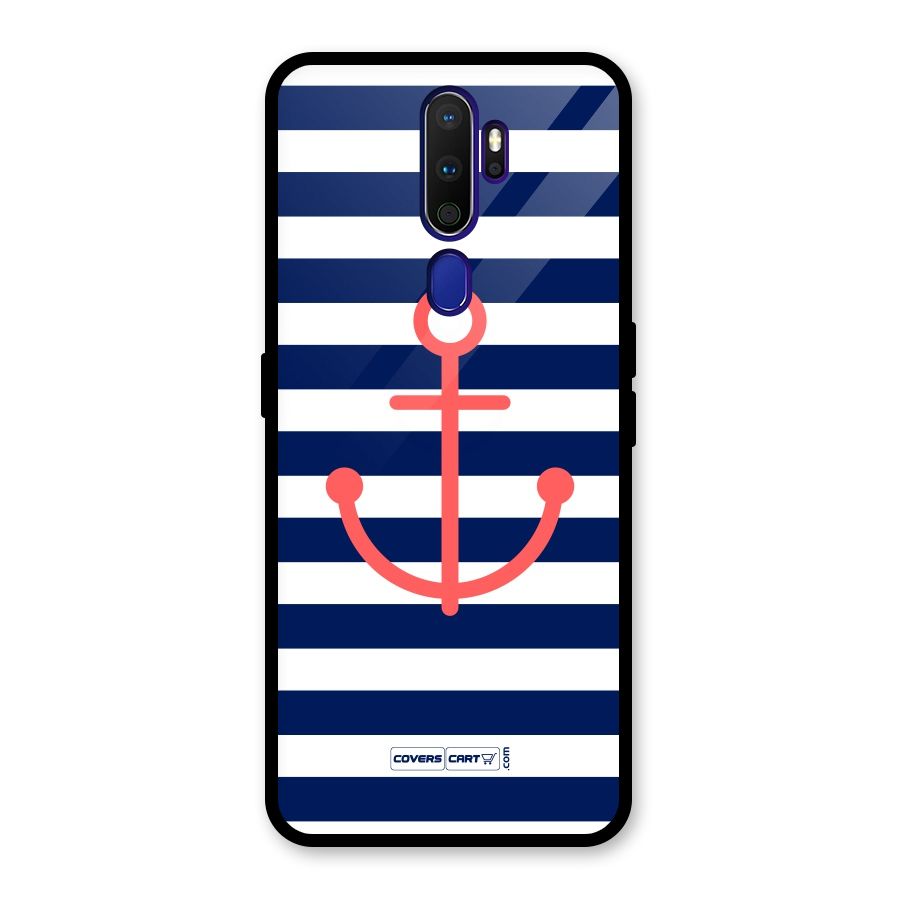 Anchor Stripes Glass Back Case for Oppo A9 (2020)