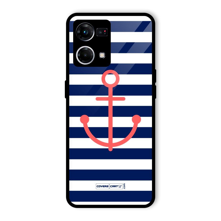 Anchor Stripes Glass Back Case for Oppo F21 Pro 4G