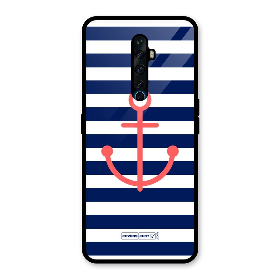 Anchor Stripes Glass Back Case for Oppo Reno2 F