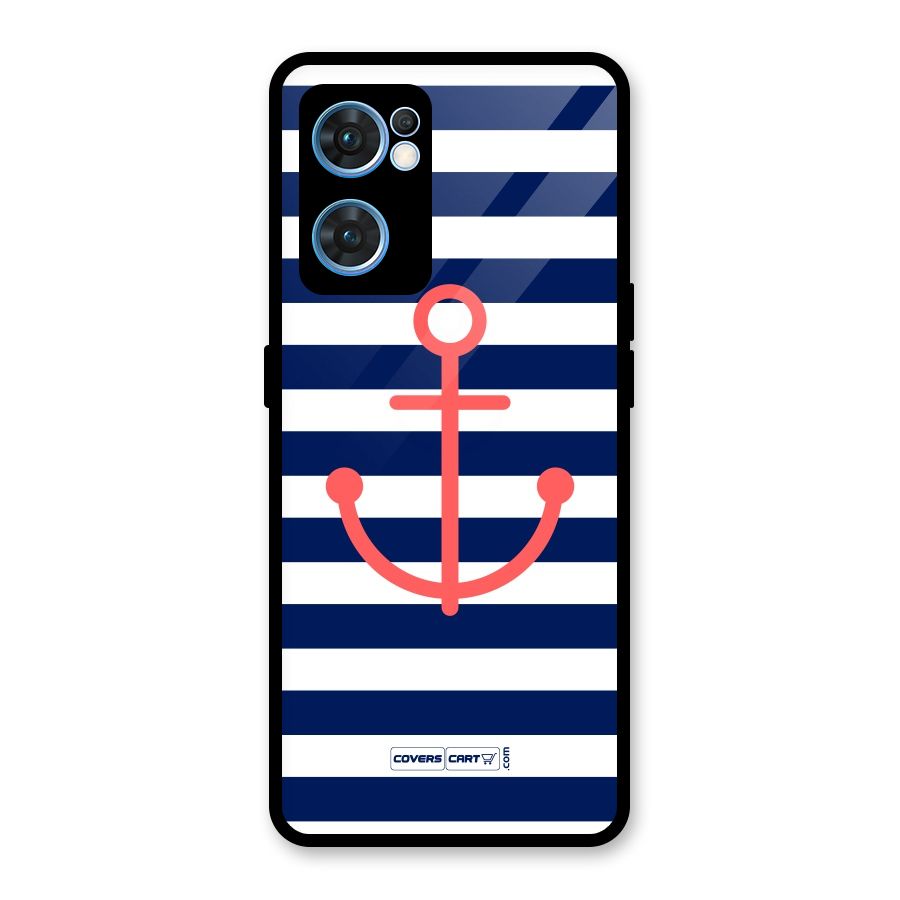 Anchor Stripes Glass Back Case for Oppo Reno7 5G