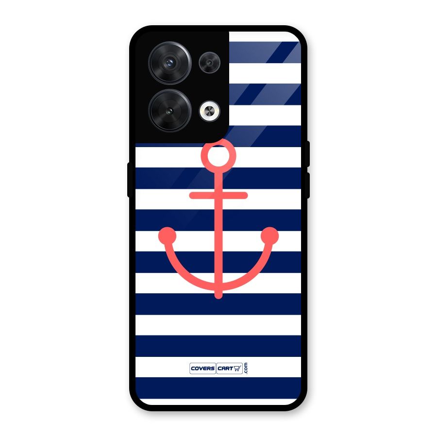 Anchor Stripes Glass Back Case for Oppo Reno8 5G