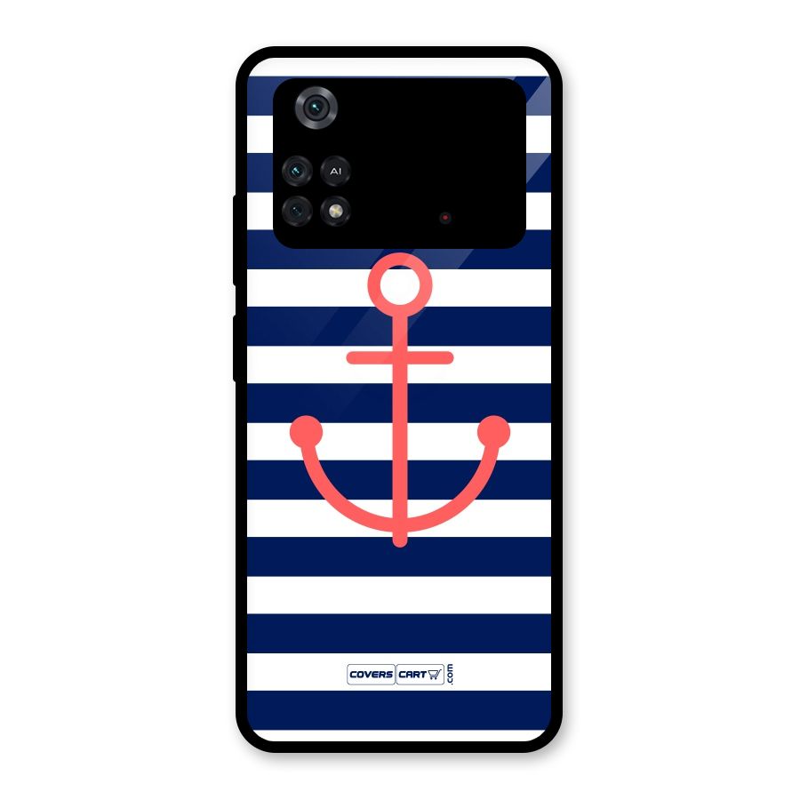 Anchor Stripes Glass Back Case for Poco M4 Pro 4G
