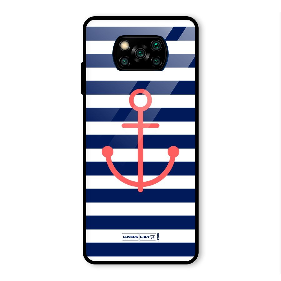 Anchor Stripes Glass Back Case for Poco X3 Pro
