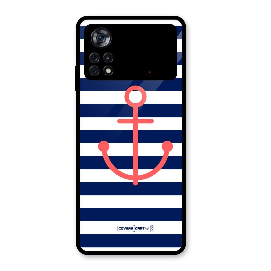 Anchor Stripes Glass Back Case for Poco X4 Pro 5G