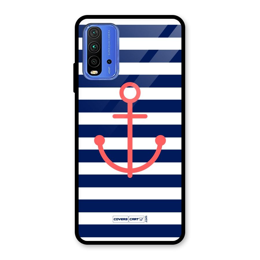 Anchor Stripes Glass Back Case for Redmi 9 Power