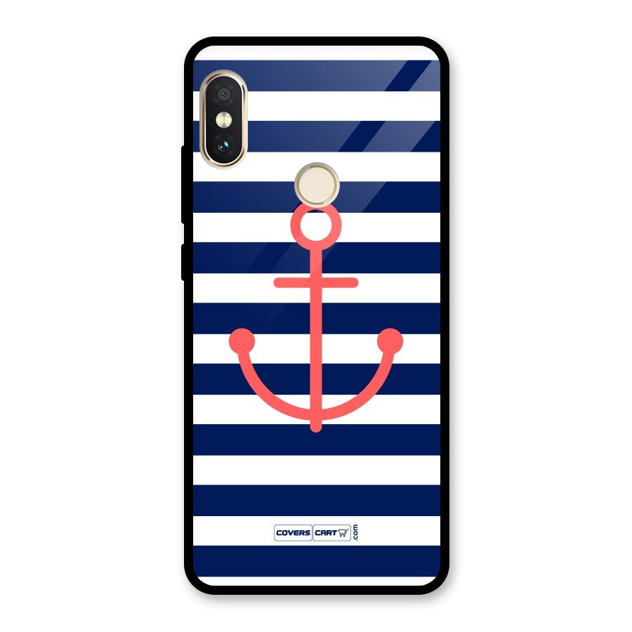 Anchor Stripes Glass Back Case for Redmi Note 5 Pro