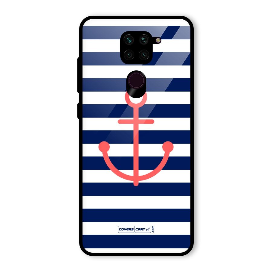 Anchor Stripes Glass Back Case for Redmi Note 9