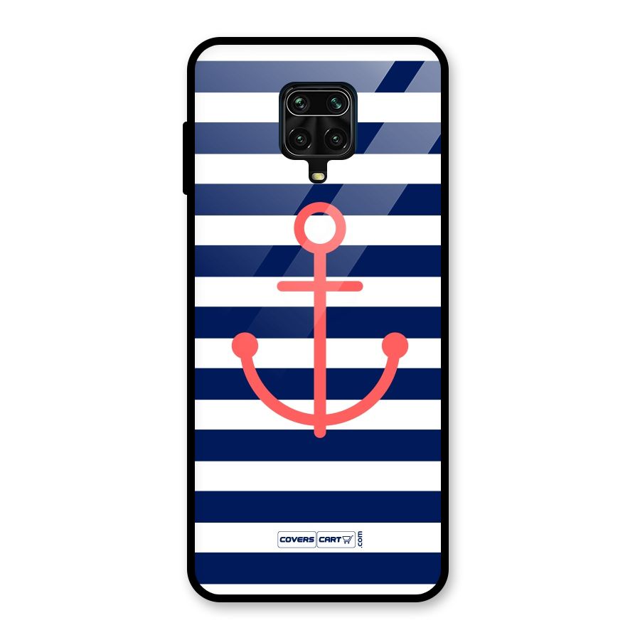 Anchor Stripes Glass Back Case for Redmi Note 9 Pro