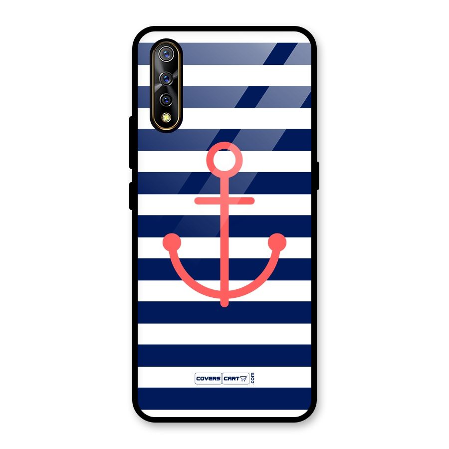 Anchor Stripes Glass Back Case for Vivo S1