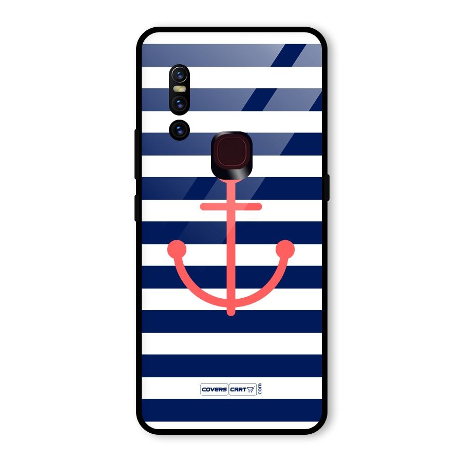 Anchor Stripes Glass Back Case for Vivo V15