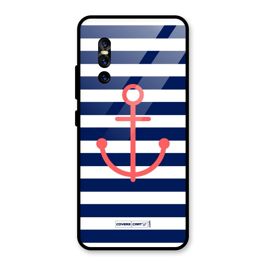 Anchor Stripes Glass Back Case for Vivo V15 Pro