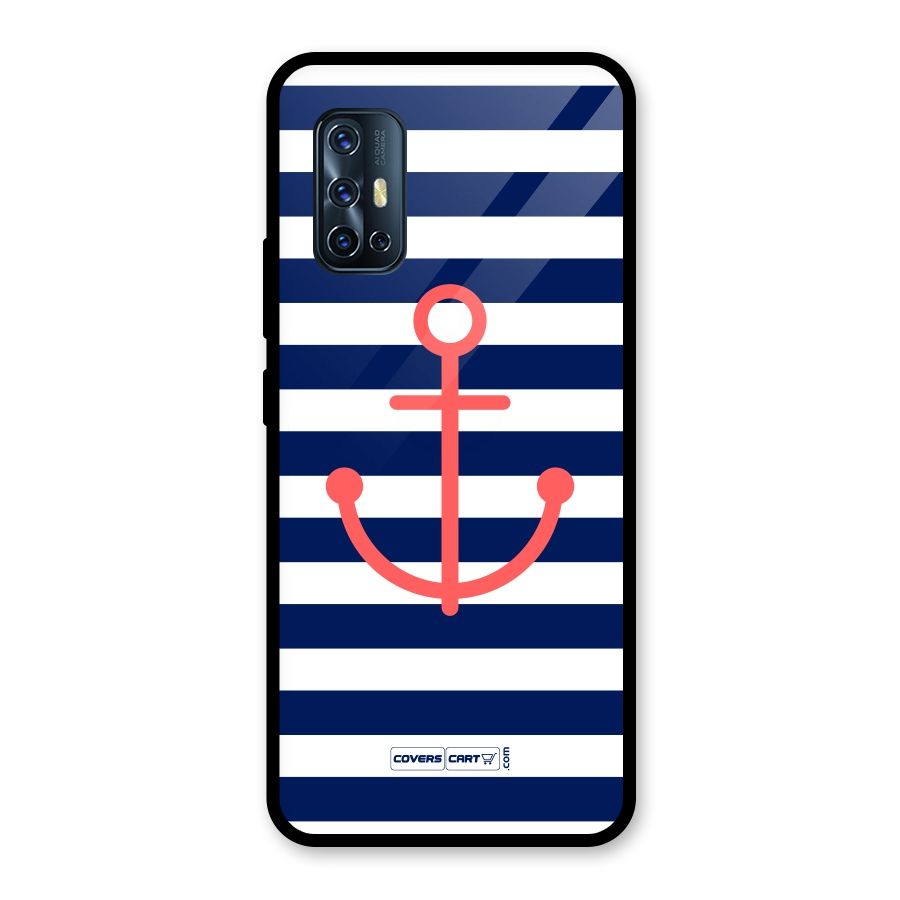 Anchor Stripes Glass Back Case for Vivo V17