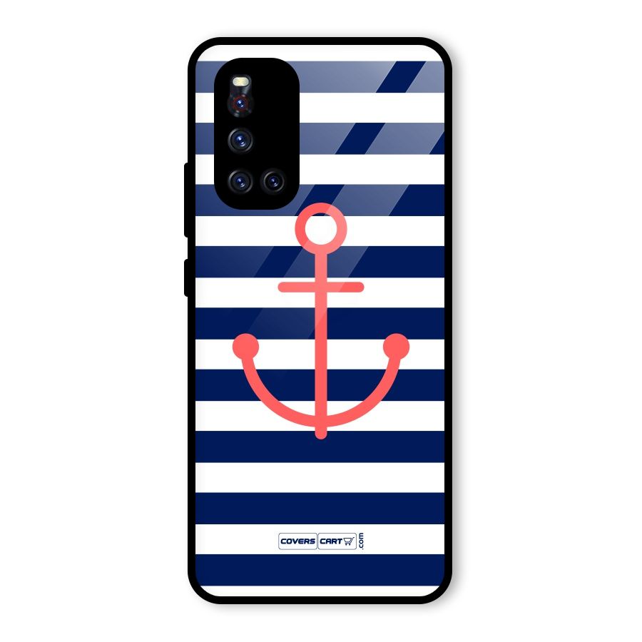 Anchor Stripes Glass Back Case for Vivo V19