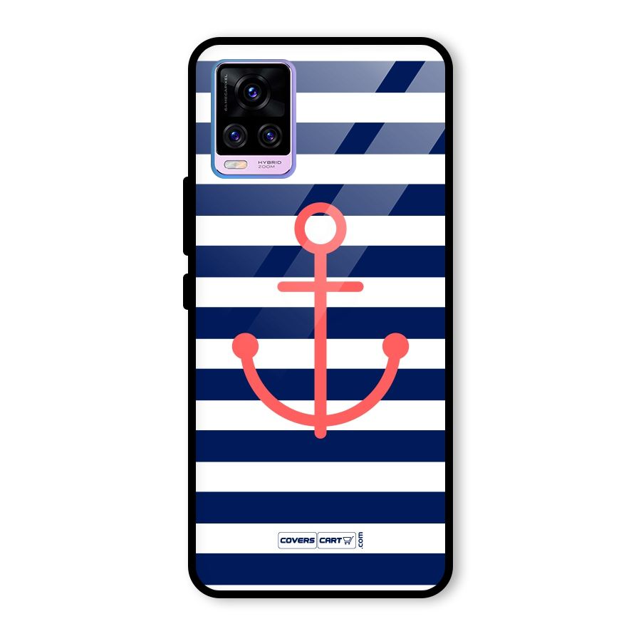 Anchor Stripes Glass Back Case for Vivo V20 Pro