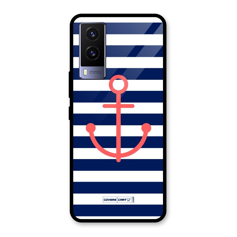Anchor Stripes Glass Back Case for Vivo V21e 5G