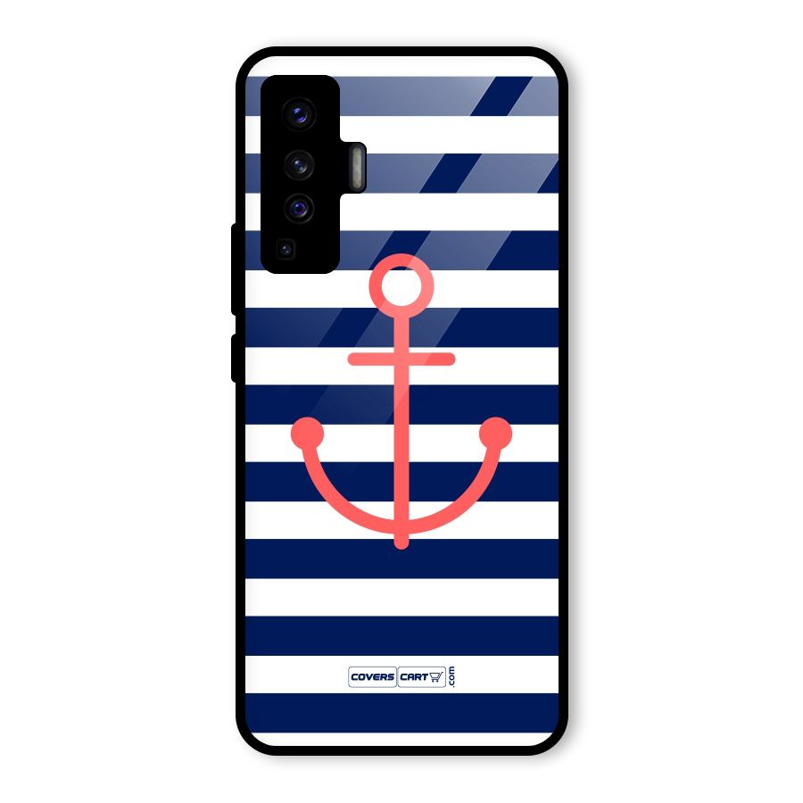 Anchor Stripes Glass Back Case for Vivo X50