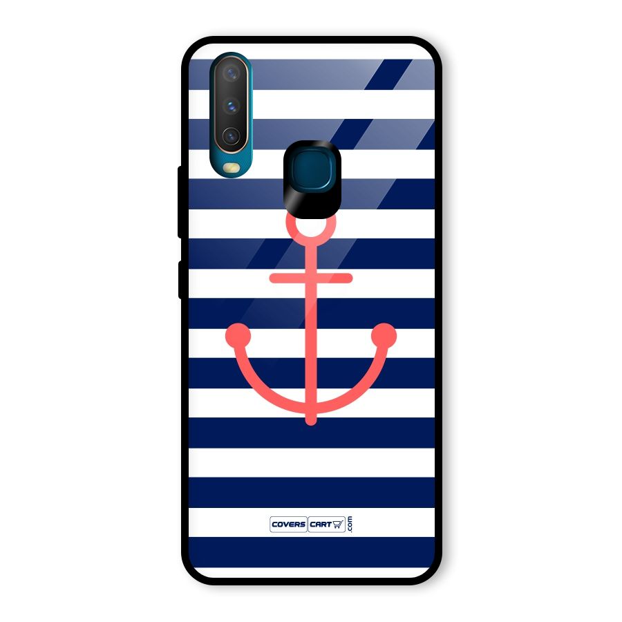 Anchor Stripes Glass Back Case for Vivo Y17