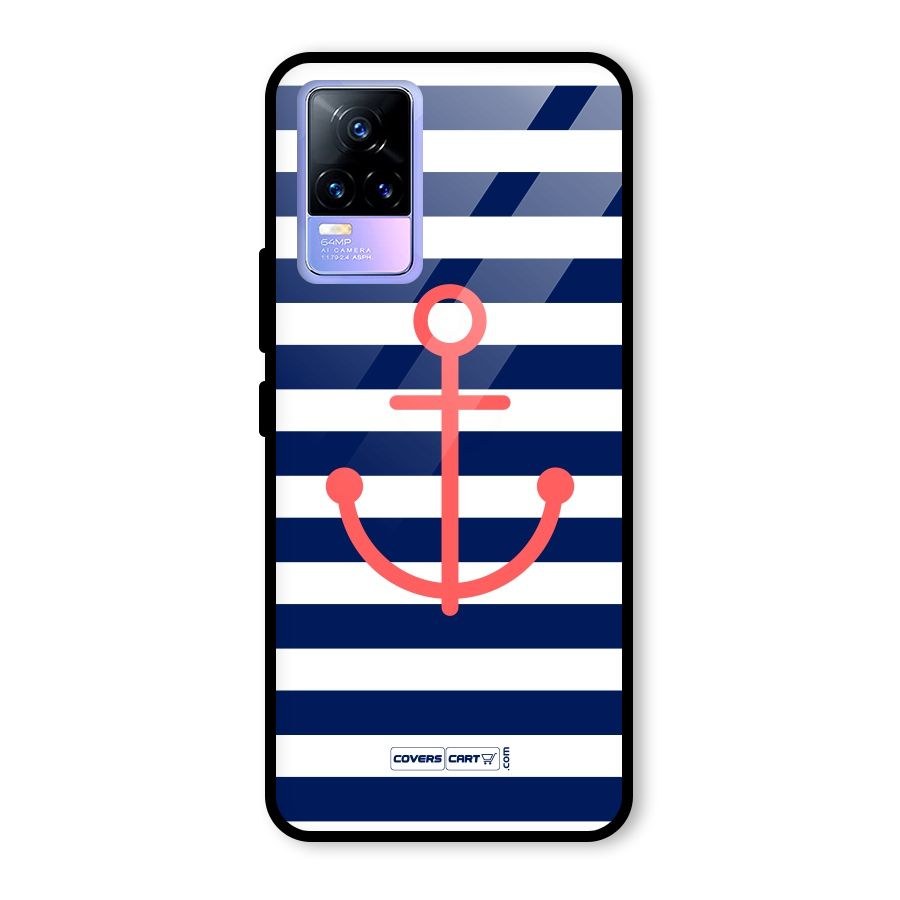 Anchor Stripes Glass Back Case for Vivo Y73