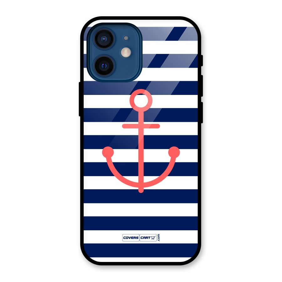 Anchor Stripes Glass Back Case for iPhone 12 Mini