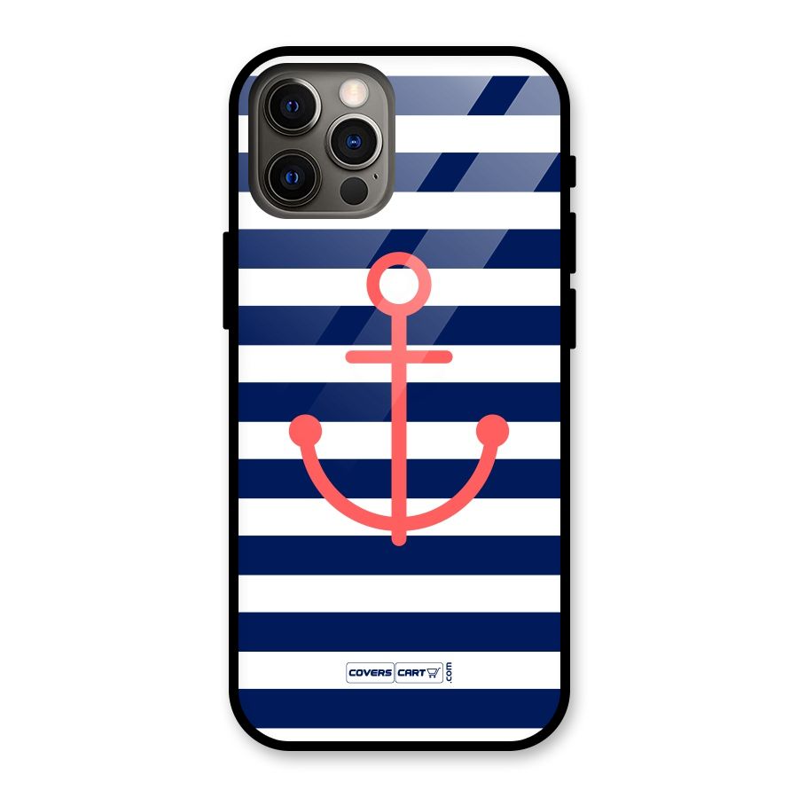 Anchor Stripes Glass Back Case for iPhone 12 Pro