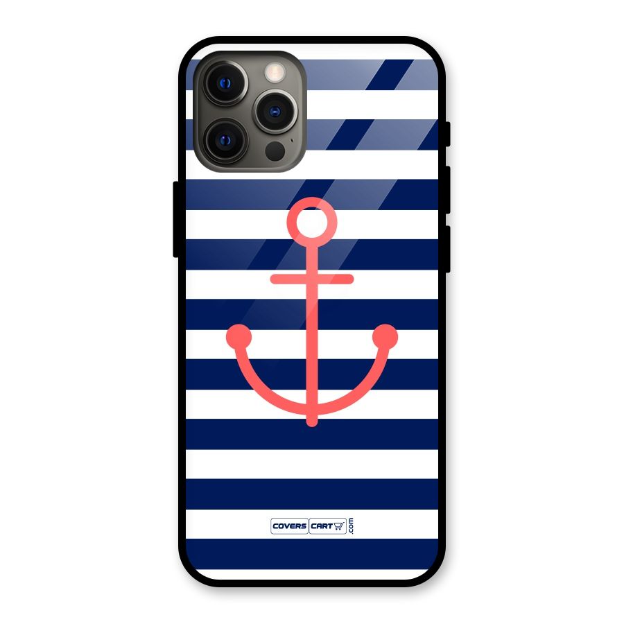 Anchor Stripes Glass Back Case for iPhone 12 Pro Max