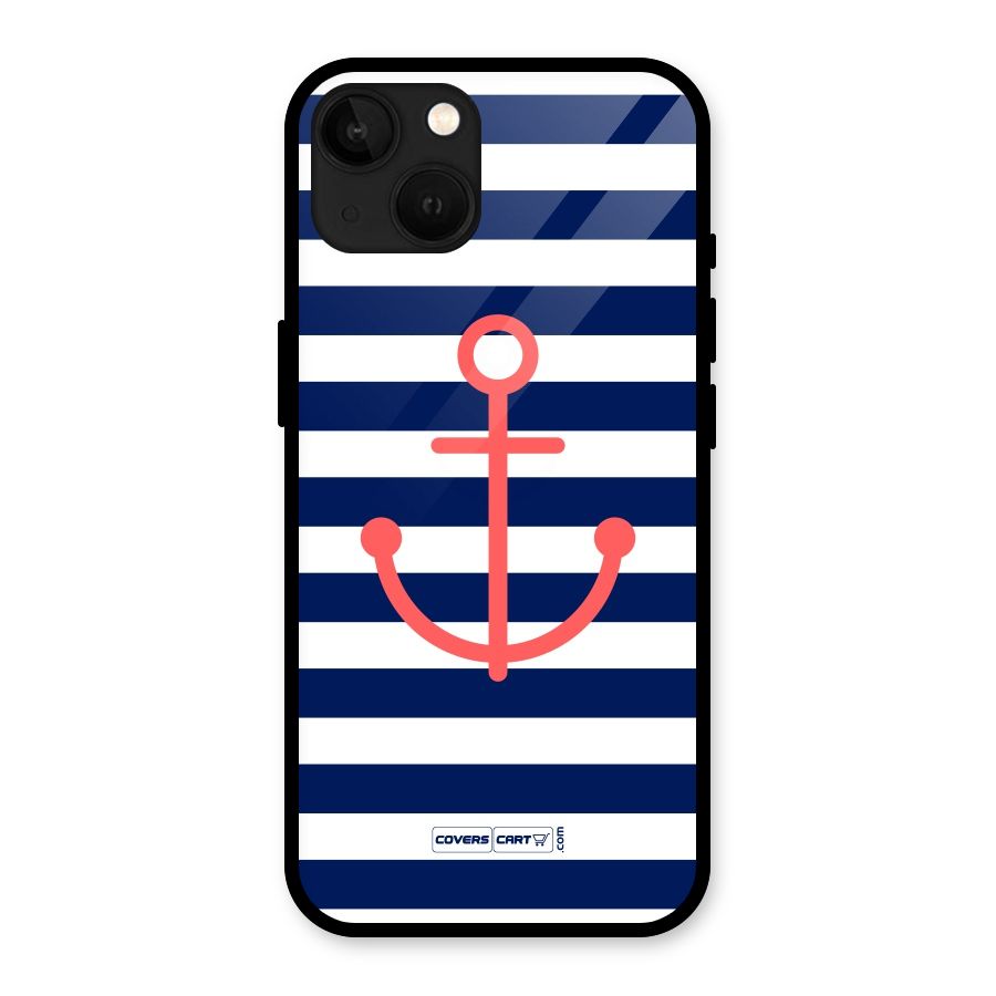 Anchor Stripes Glass Back Case for iPhone 13