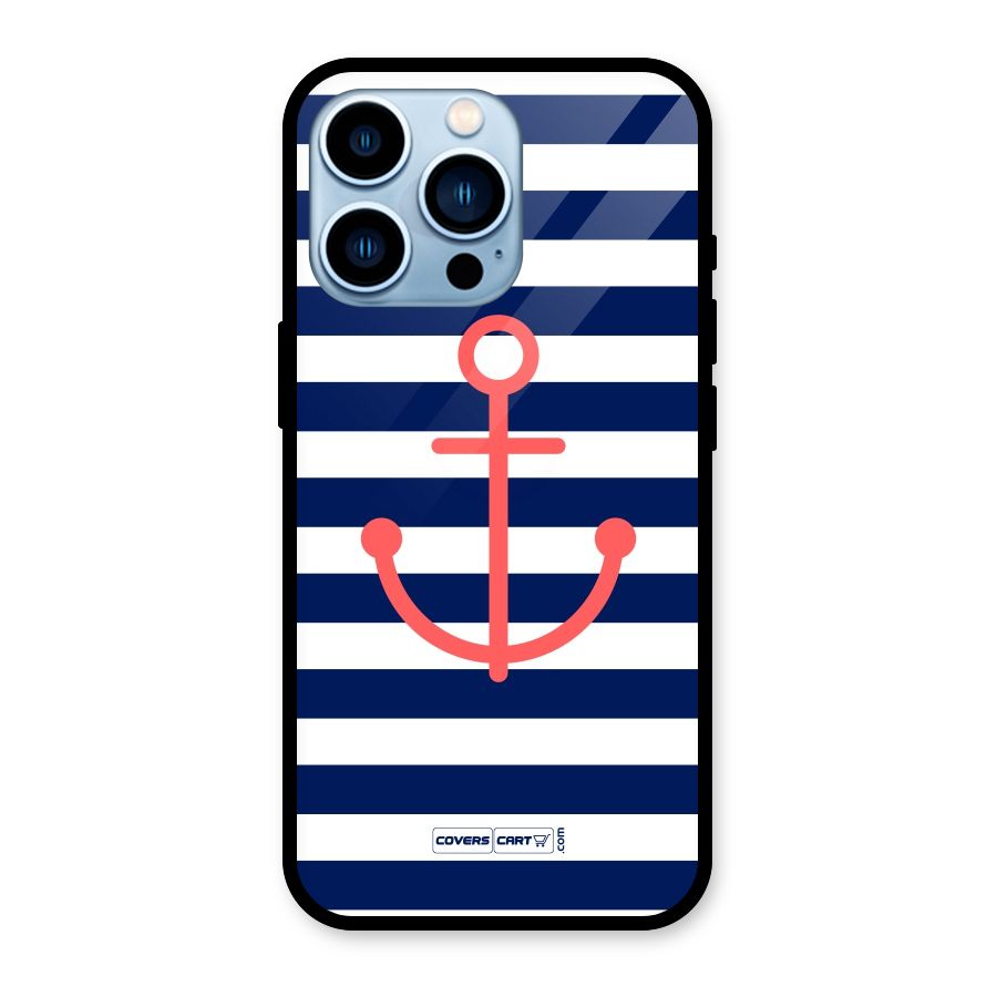 Anchor Stripes Glass Back Case for iPhone 13 Pro