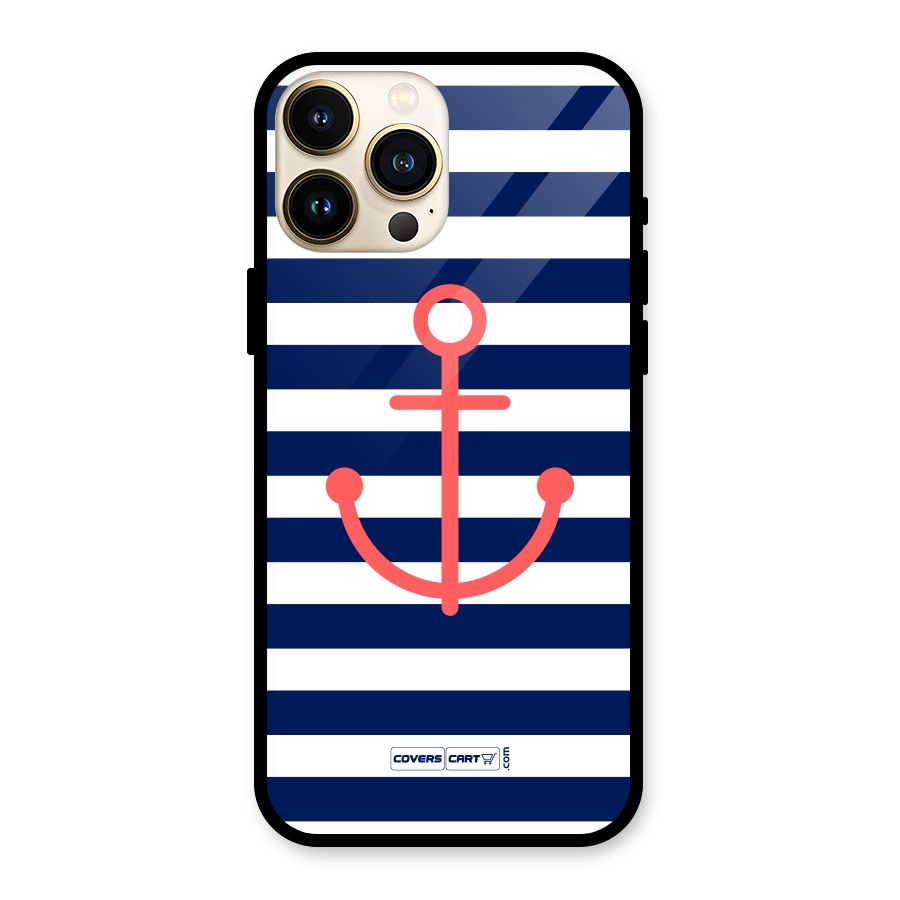 Anchor Stripes Glass Back Case for iPhone 13 Pro Max