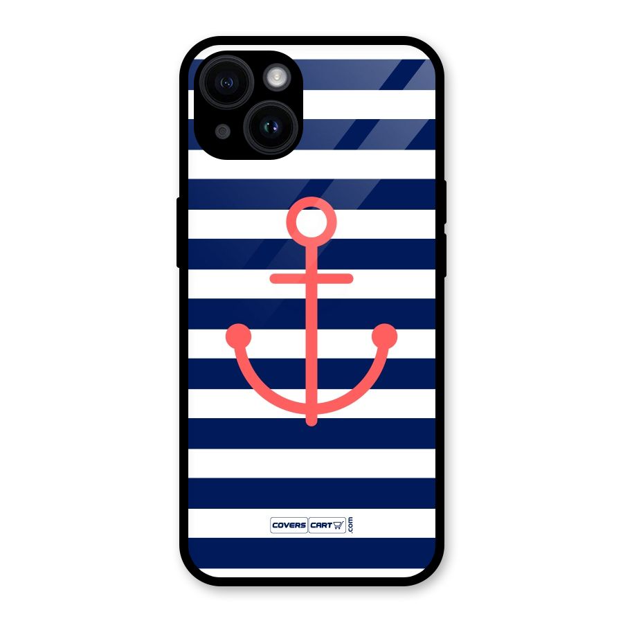 Anchor Stripes Glass Back Case for iPhone 14