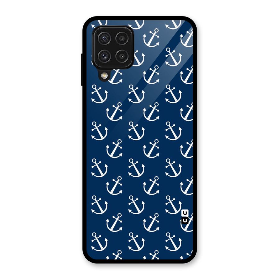 Anchor Zig Pattern Glass Back Case for Galaxy A22 4G
