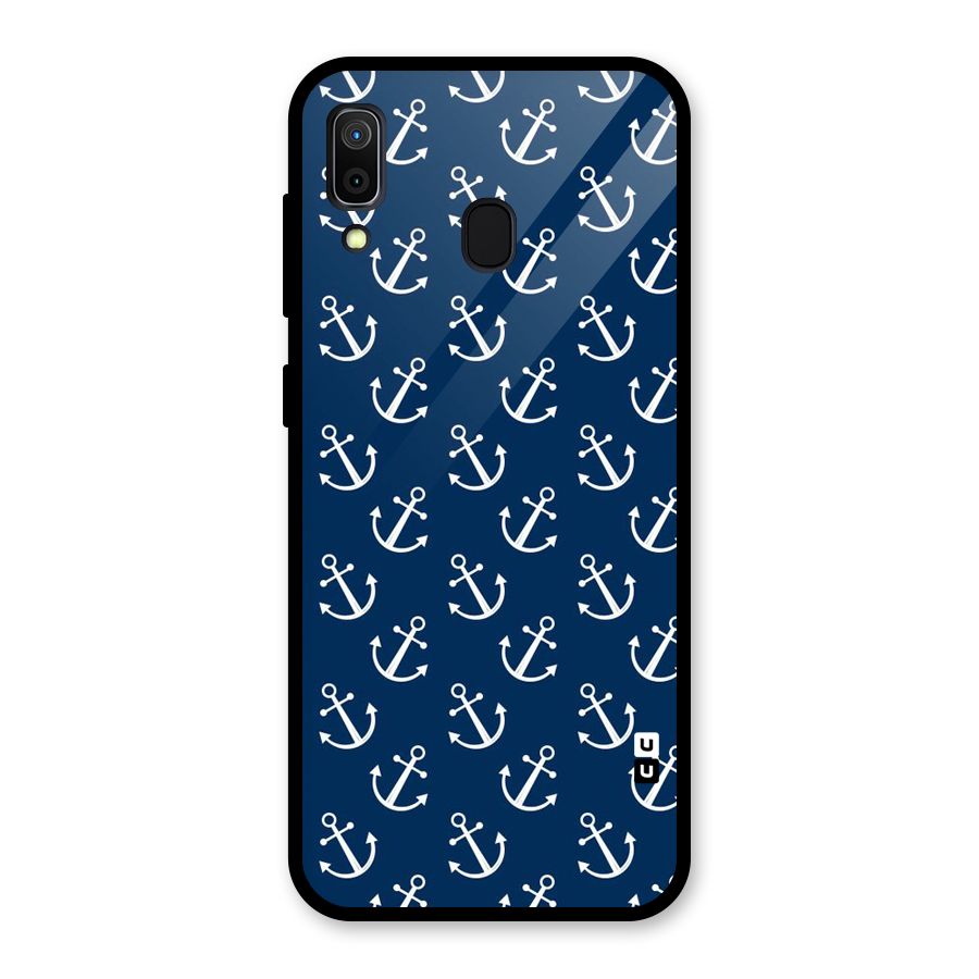 Anchor Zig Pattern Glass Back Case for Galaxy A30
