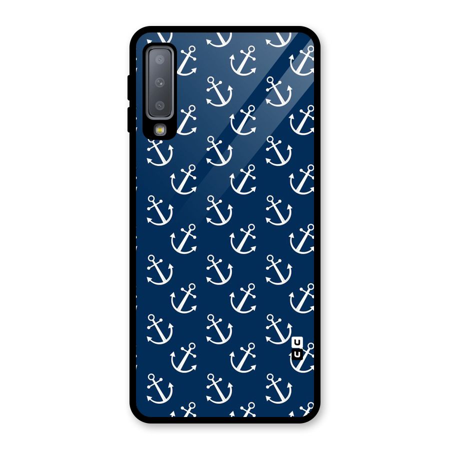 Anchor Zig Pattern Glass Back Case for Galaxy A7 (2018)